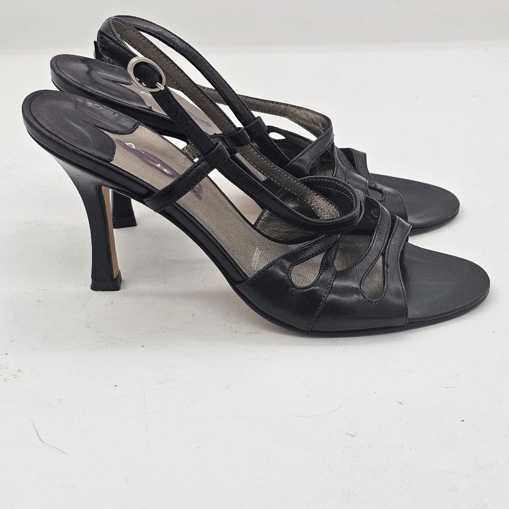 Amalfi by Rangoni Strappy Heels | Black Leather | Made in Italy | Size 5.5